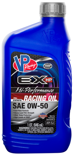 VP Racing EX-HP SAE 0W50 Full Synthetic Racing Oil.