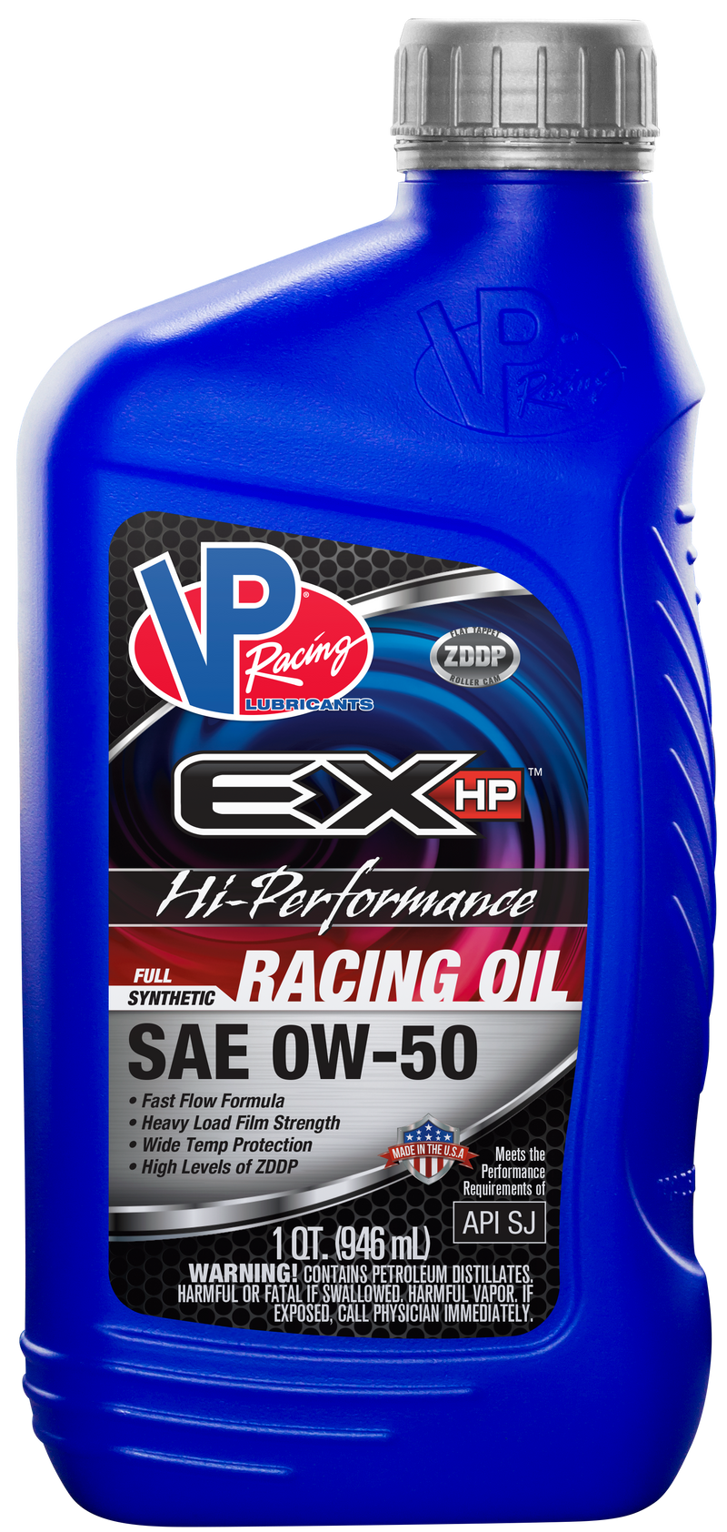 VP Racing EX-HP SAE 0W50 Full Synthetic Racing Oil.