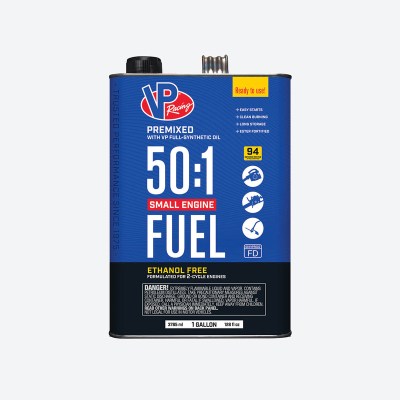 one-gallon container of VP 50:1 fuel mix
