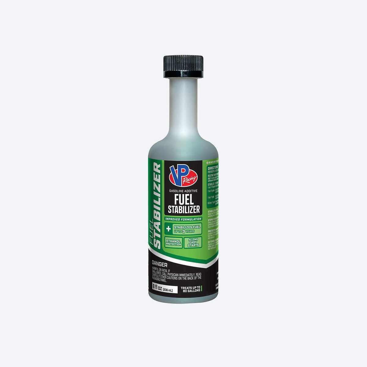 8 ounce bottle of VP Racing gasoline fuel stabilizer