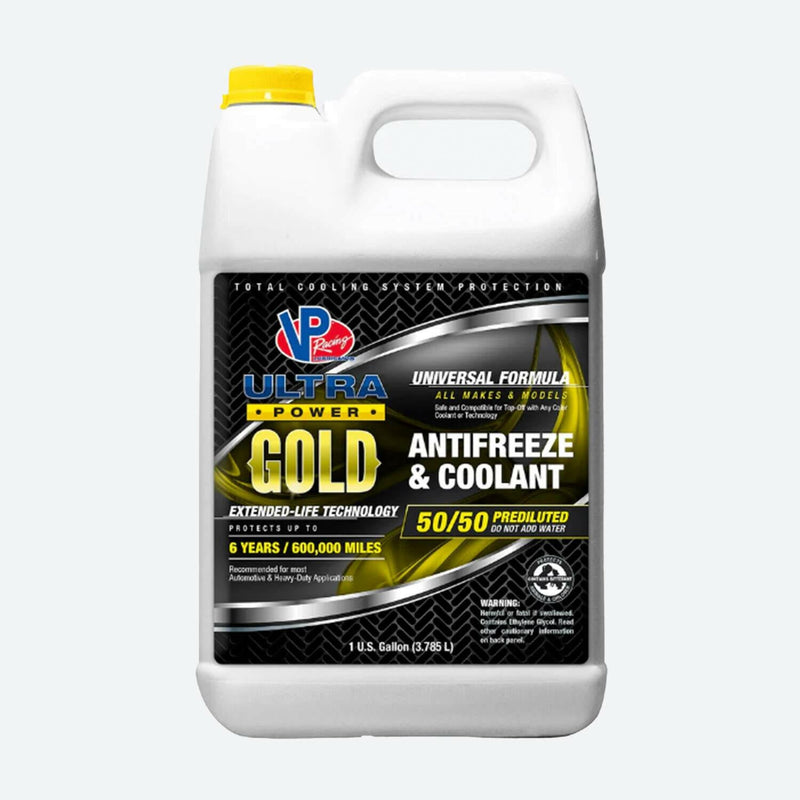 bottle of  VP Ultra Power™ GOLD 50/50 Prediluted HOAT Coolant