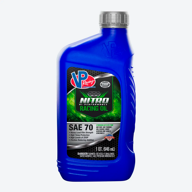 one-quart bottle of VP NITRO Hi-Performance SAE 70 Oil for racing