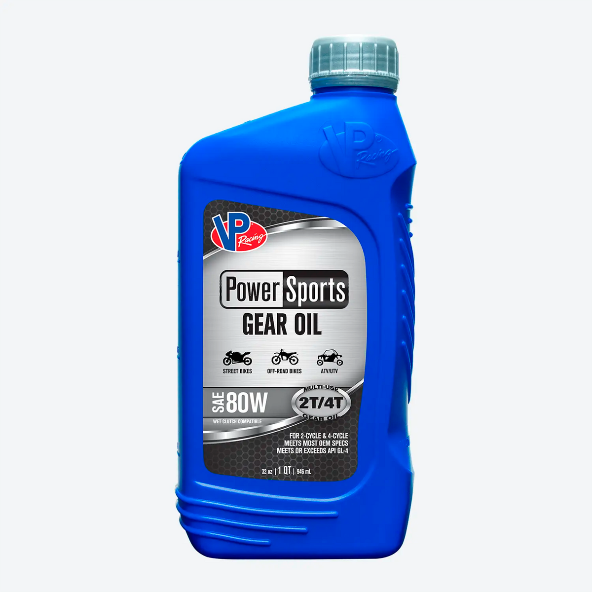 quart bottle of VP Racing GL4 SAE 80W gear oil for powersports